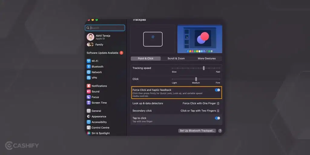 Trackpad Settings on macOS
