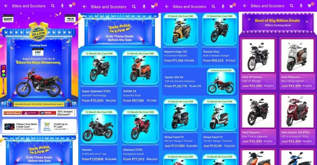 Flipkart Selling Bikes During Big Billion Days Sale
