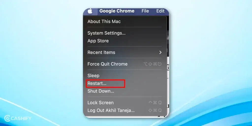Restart your Macbook