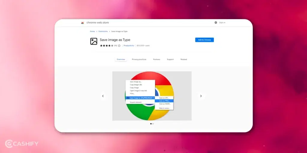 Save Images As WebP In Chrome using Save Image as Type Extension