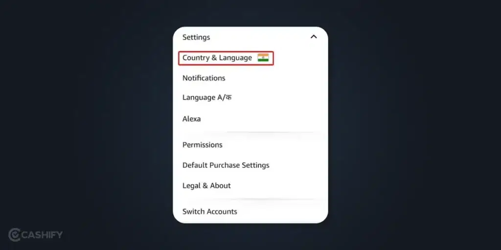 change language in amazon app settings