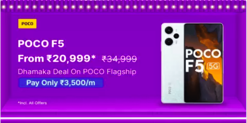 Poco F5 available for Rs.20,999 during the Flipkart Big Billion Days