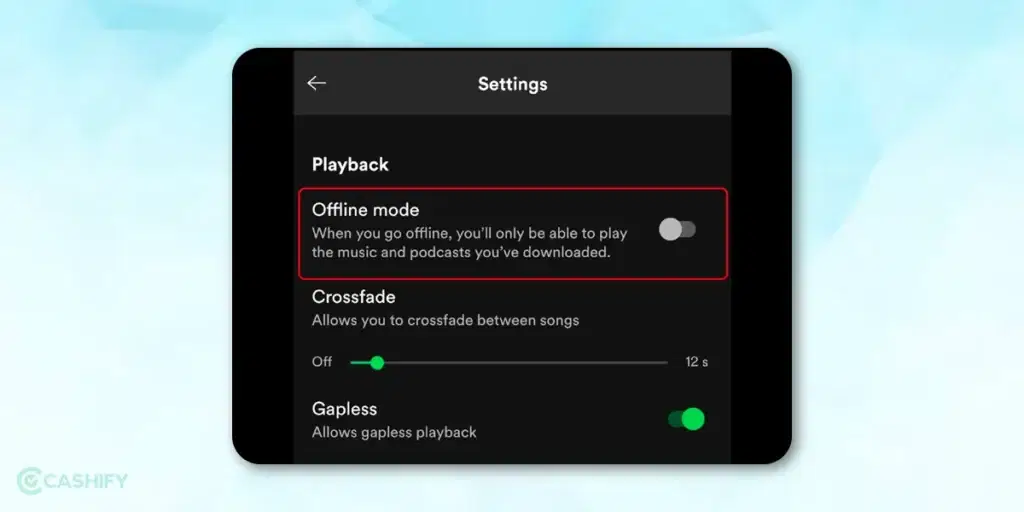 Turn on when spotify is currently set to offline