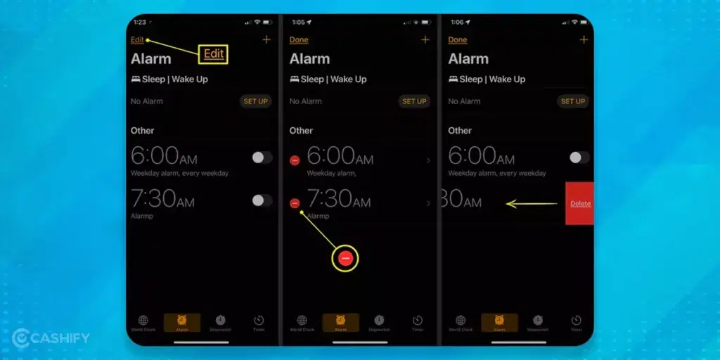 Reset the Alarm by Deleting the Old One