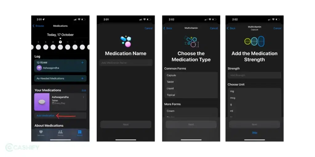How to add new medication on iOS