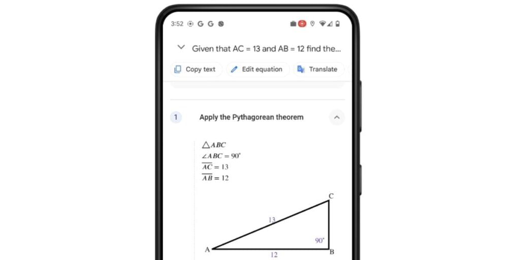 Google Lens can solve Geometry problems