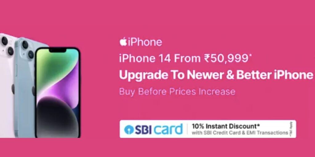 The iPhone 14 is available for Rs.50,499