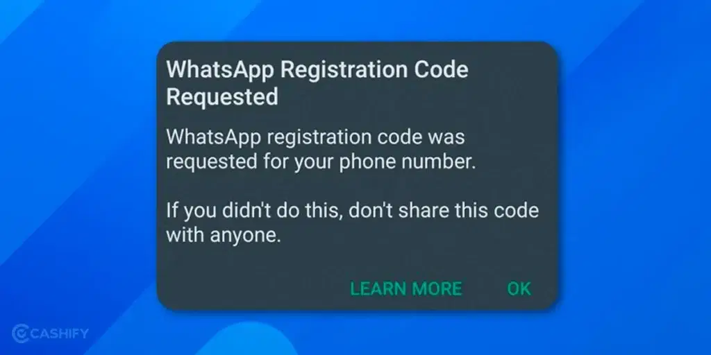 Whatsapp verification code problem message