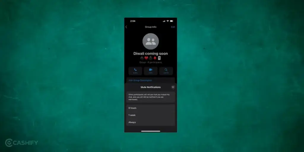 mute group notifications on whatsapp