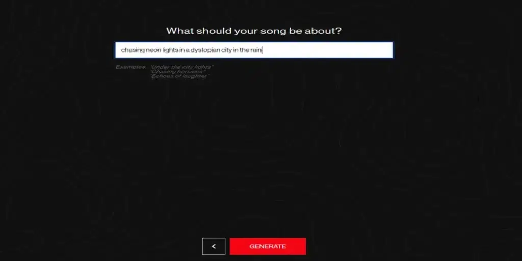 Users will need to enter a prompt to generate an AI song of their choice.