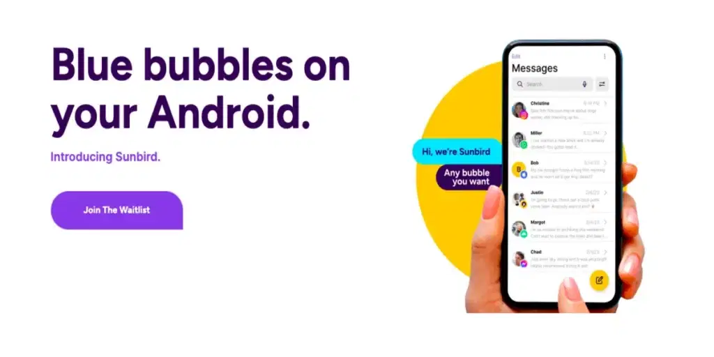 Sunbird brought blue bubbles for Android phones on iMessage