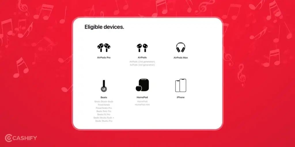 Devices that are eligible for free Apple Music