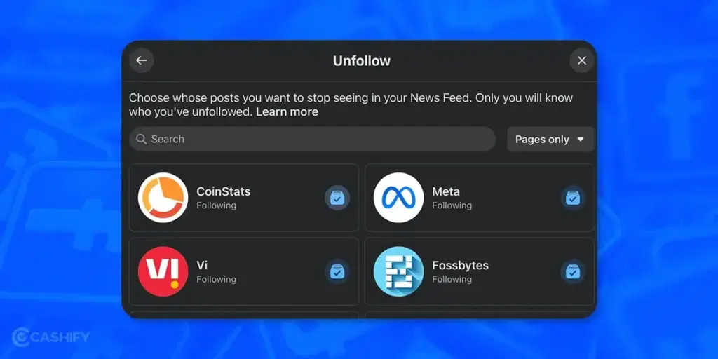 Unfollow Facebook Page