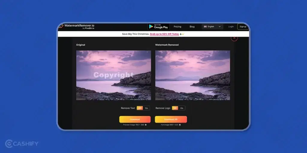 WatermarkRemover.io website to remove watermark