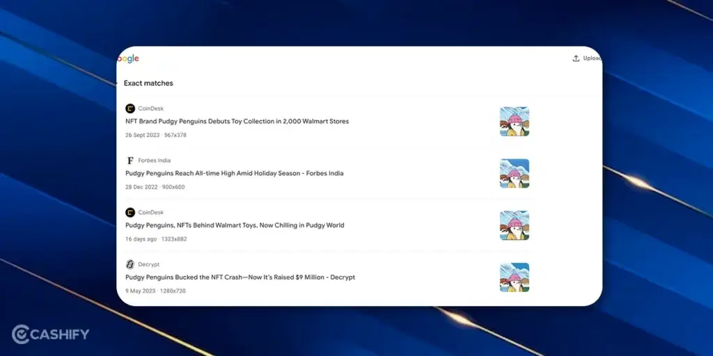 Image source with reverse image search