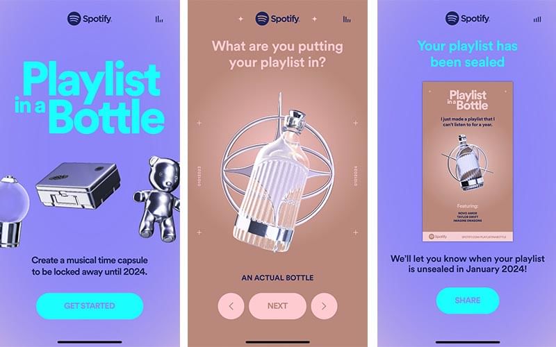 Playlist in a bottle Spotify options