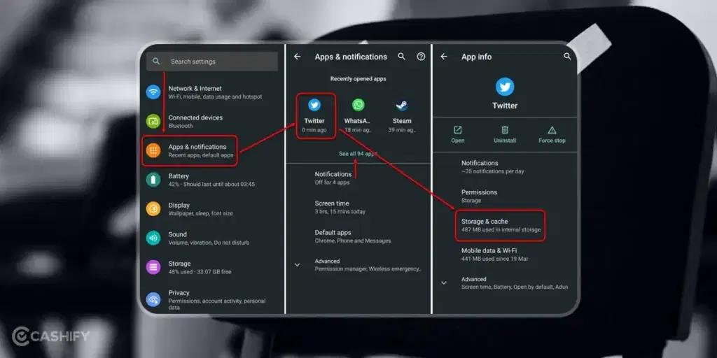 clear cache for twitter app