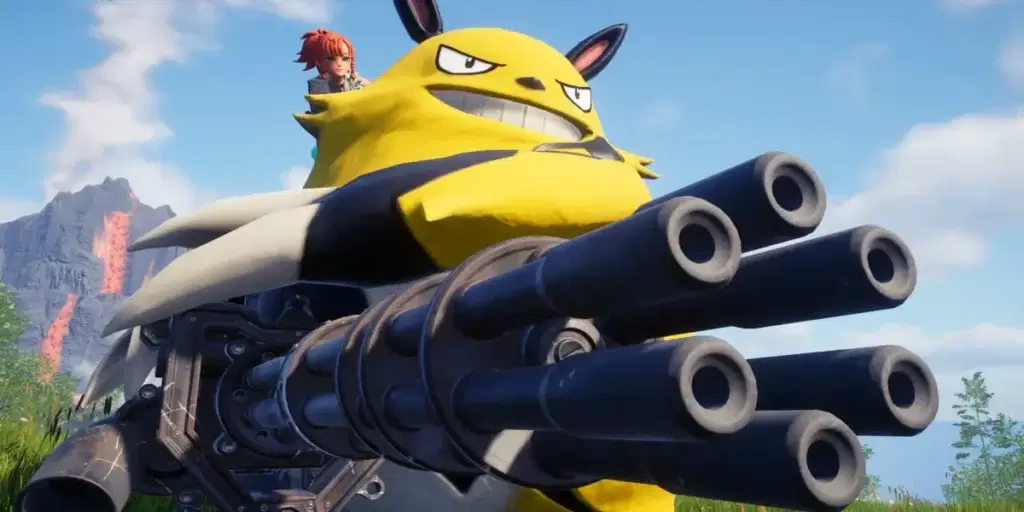 Palworld has a monstrous Pikachu Pal holding a Machine Gun