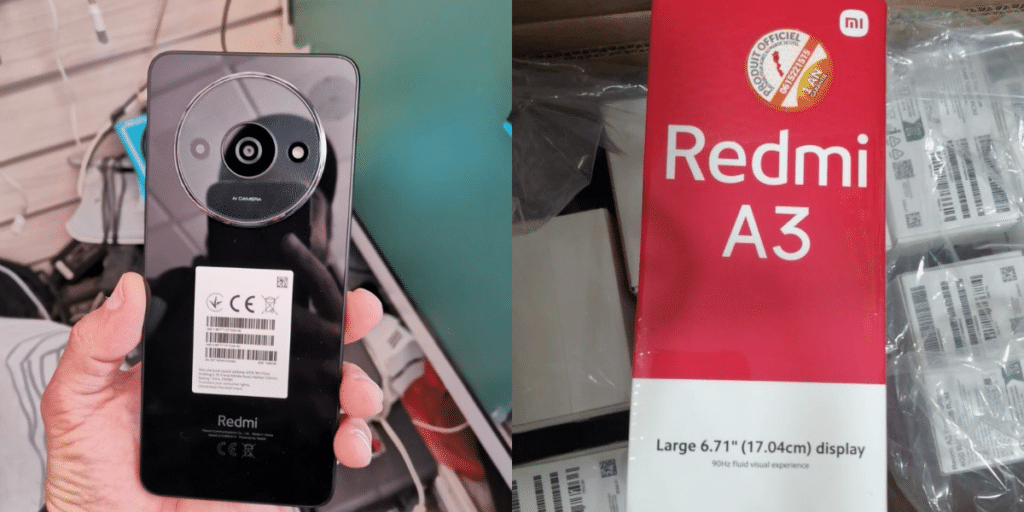 The leak showcases the back design and retail box of the Redmi A3