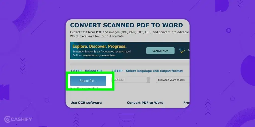 Convert JPG to Word Using OnlineOCR. - step -2