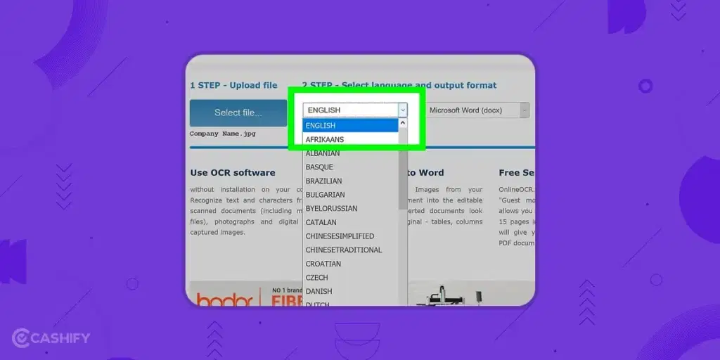 Convert JPG to Word Using OnlineOCR. - step -5