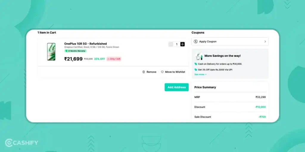 Purchasing device via Cashify