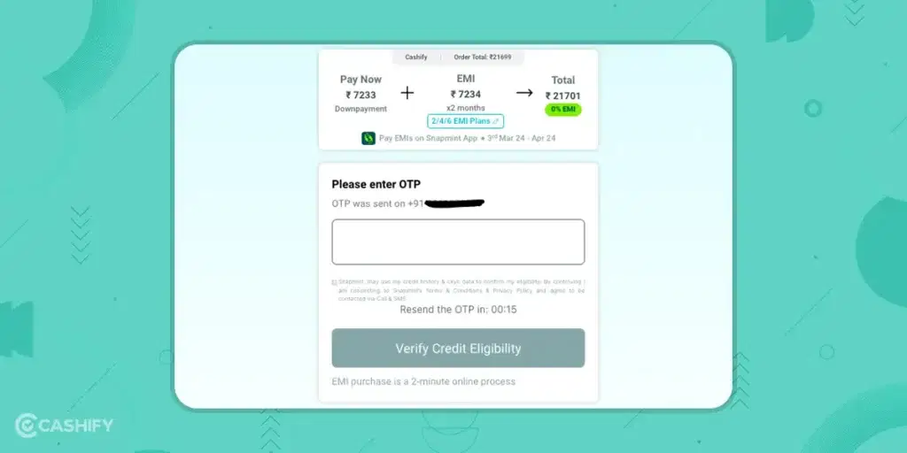 how to take EMI on Cashify via Cashless process