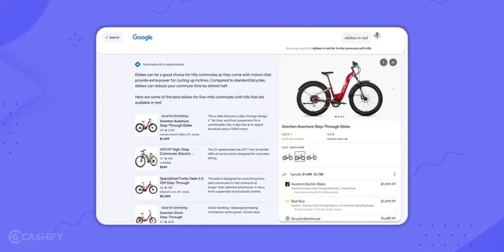 Google SGE search results
