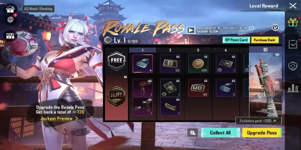 A5 Royale Pass Reward Track