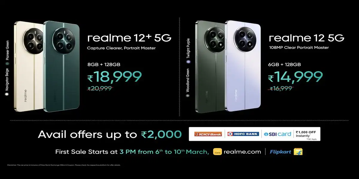 Realme 12 And Realme 12 Plus 5G Price In India
