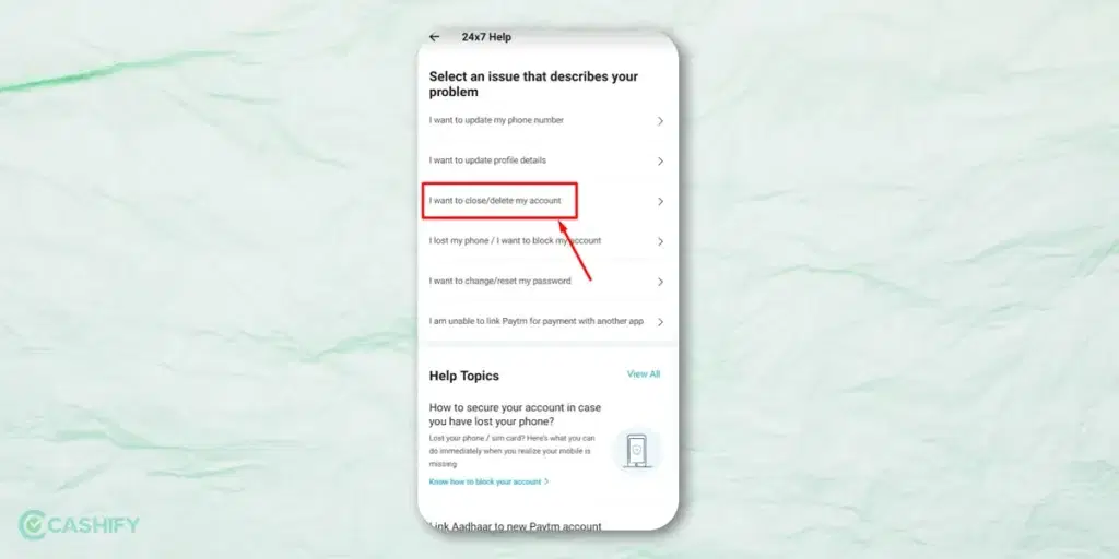 close the Paytm payment bank account - step -8