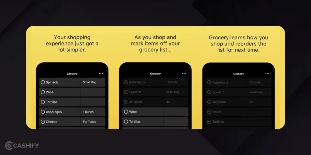 Grocery list management app