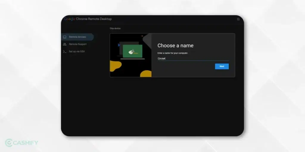 remote desktop setup using chrome plugin