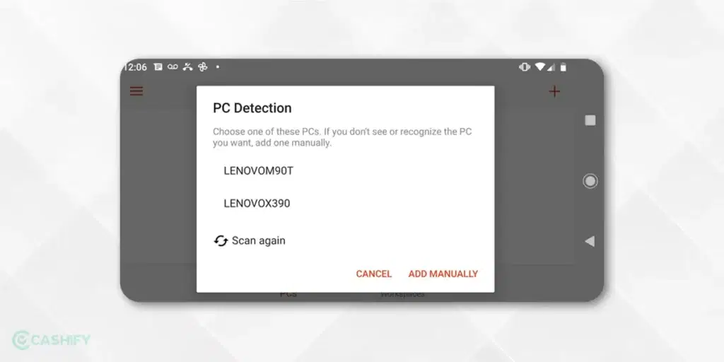 select pc from list to Control Your PC Using Your Phone