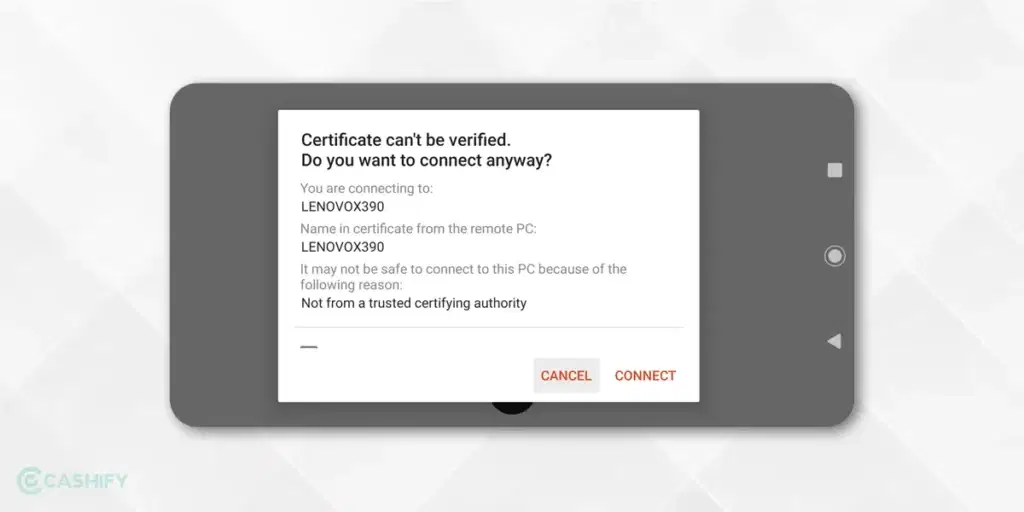 establish connection between pc and smartphone