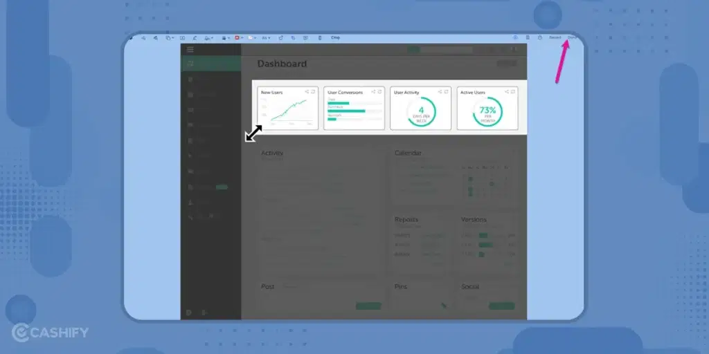 Using an in-built crop tool