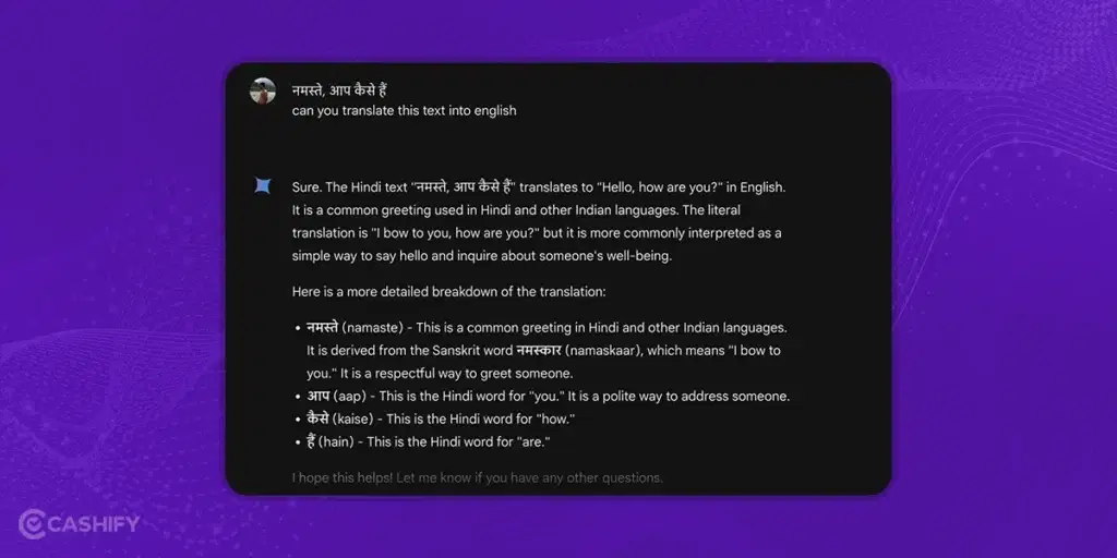 Google Gemini Prompt to translate text