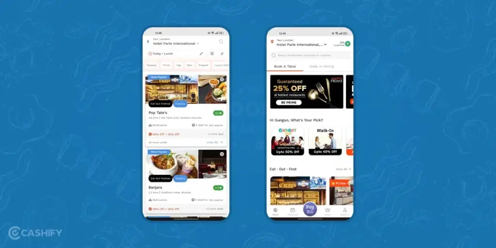 book a table using EazyDiner