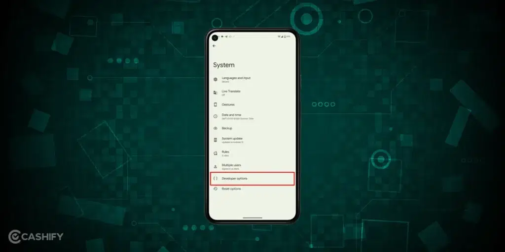 Developer settings options