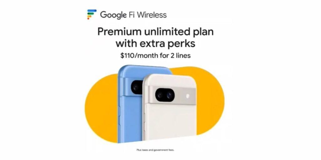 Google Pixel 8a shown in Google Fi advertisement