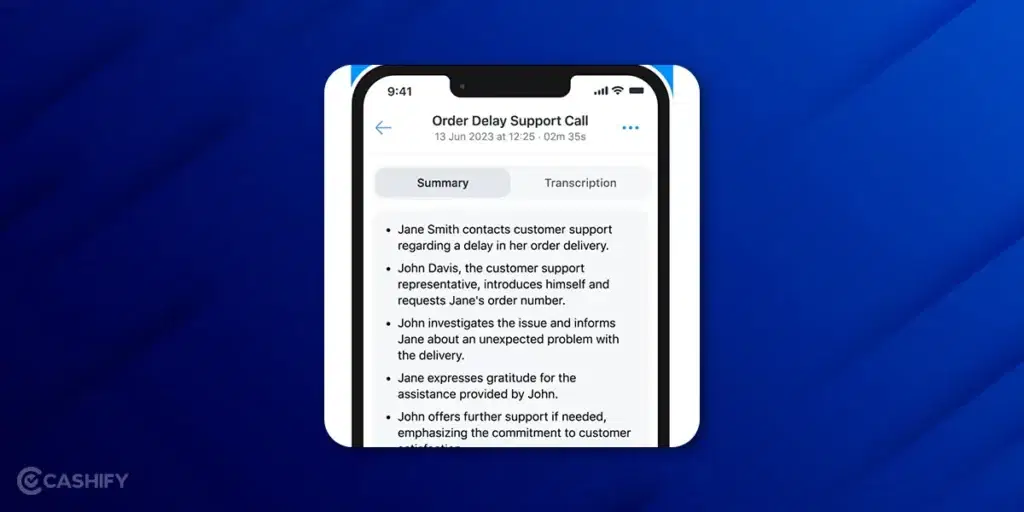 summary of recorded call on iphone