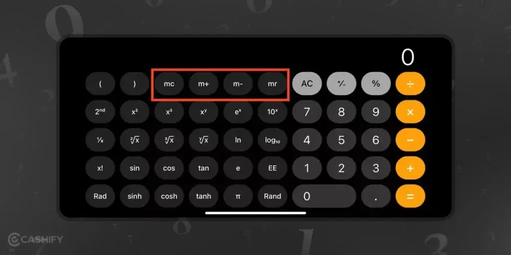 Memory Function on iPhone calculator app