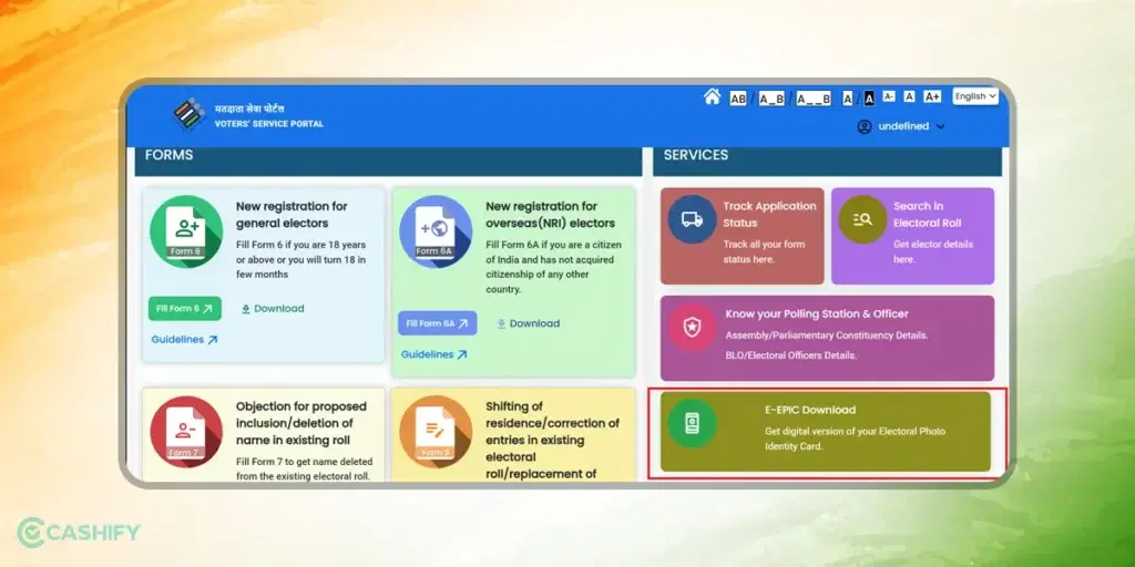 Download e-EPIC using VoterPortal Official Website