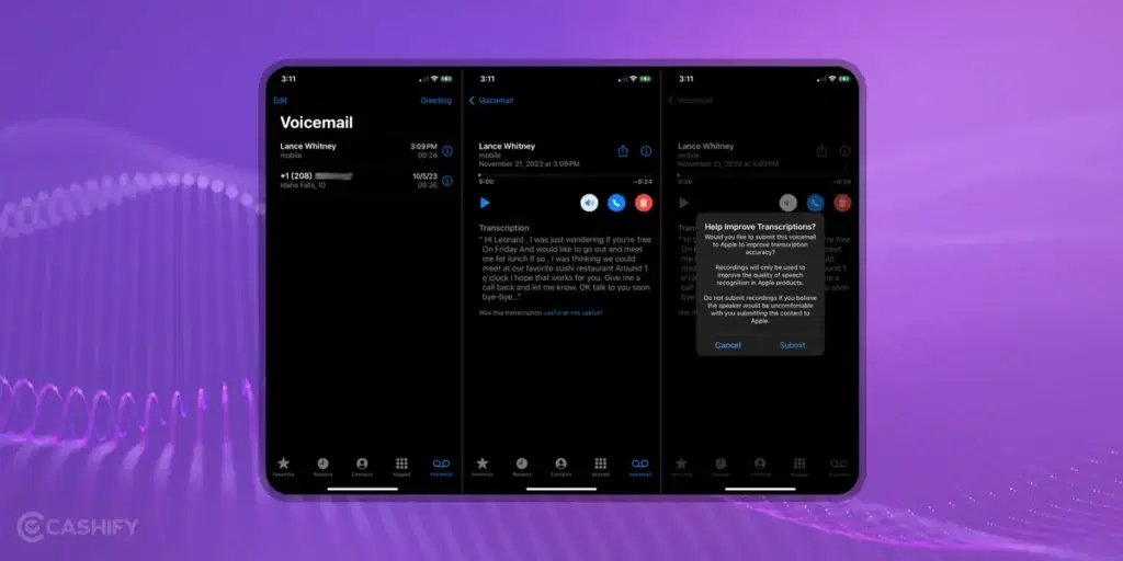 read voicemail transcribes on iPhone