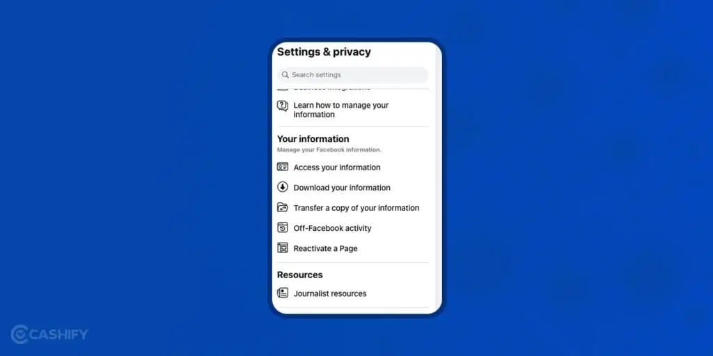 Settings and Privacy Facebook