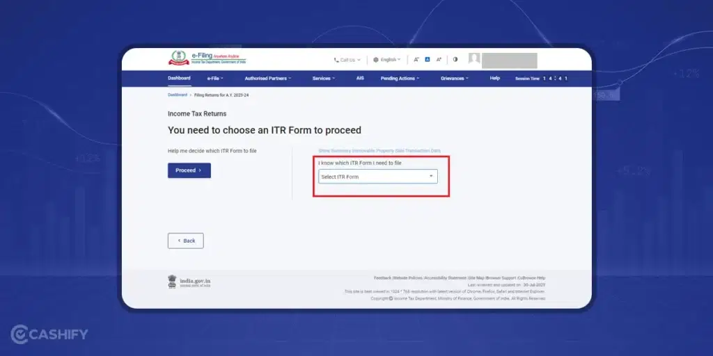Select ITR Type