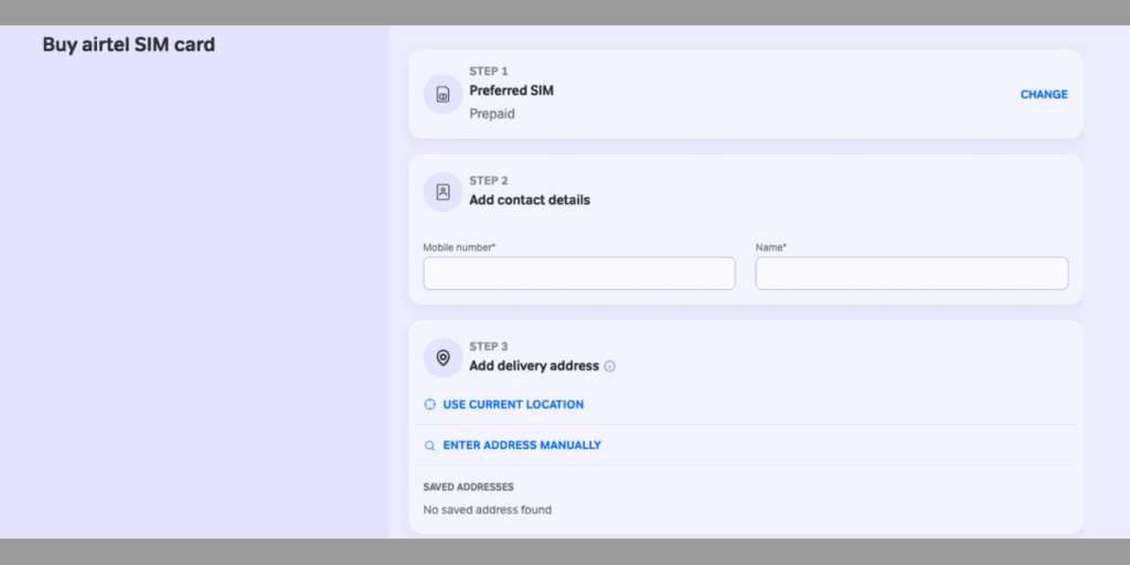 Activation process for Airtel New SIM Card