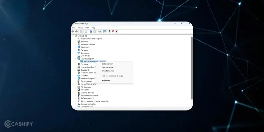 Update the driver - step -2 - how to Fix Black Spots On Your Laptop Screen