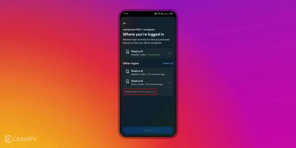 Instagram Login Activity - step -7
