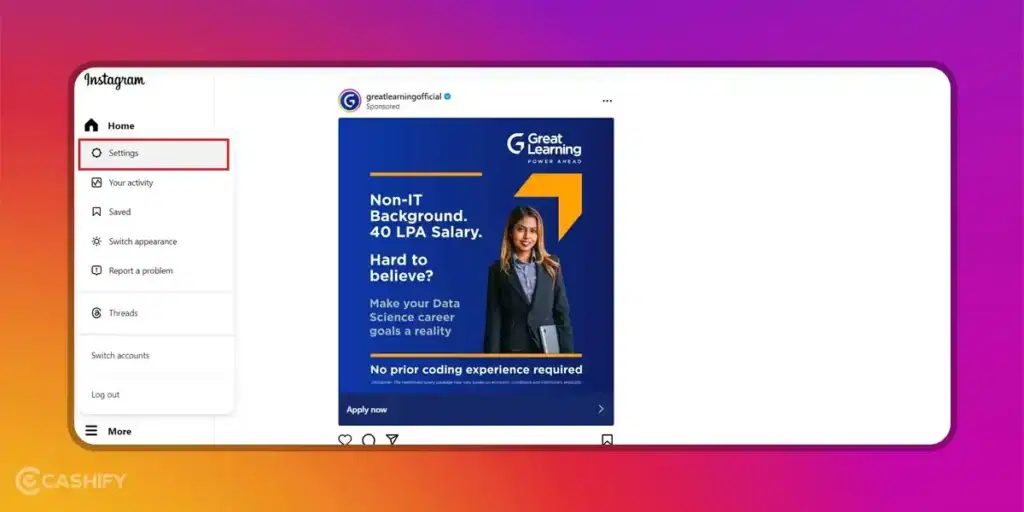 Instagram Login Activity PC - step - 3